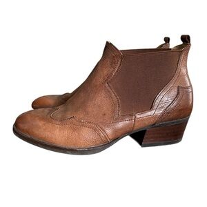 Bussola Brown Leather Sole Boots Toe Bug Western Stitching EU 40